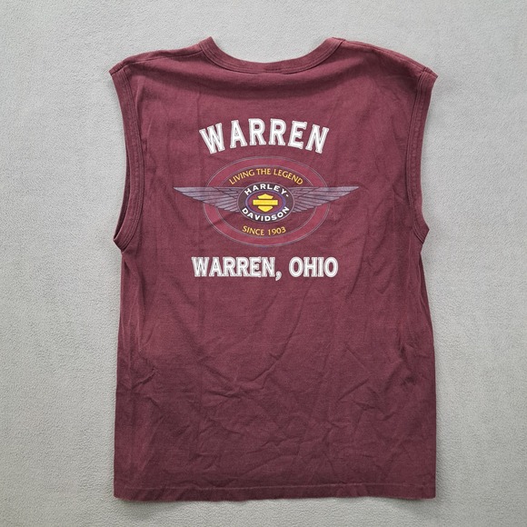 Vintage Harley Davidson Tank Top Sleeveless Tee Warren Ohio XL 1996 Y2K - Picture 7 of 9
